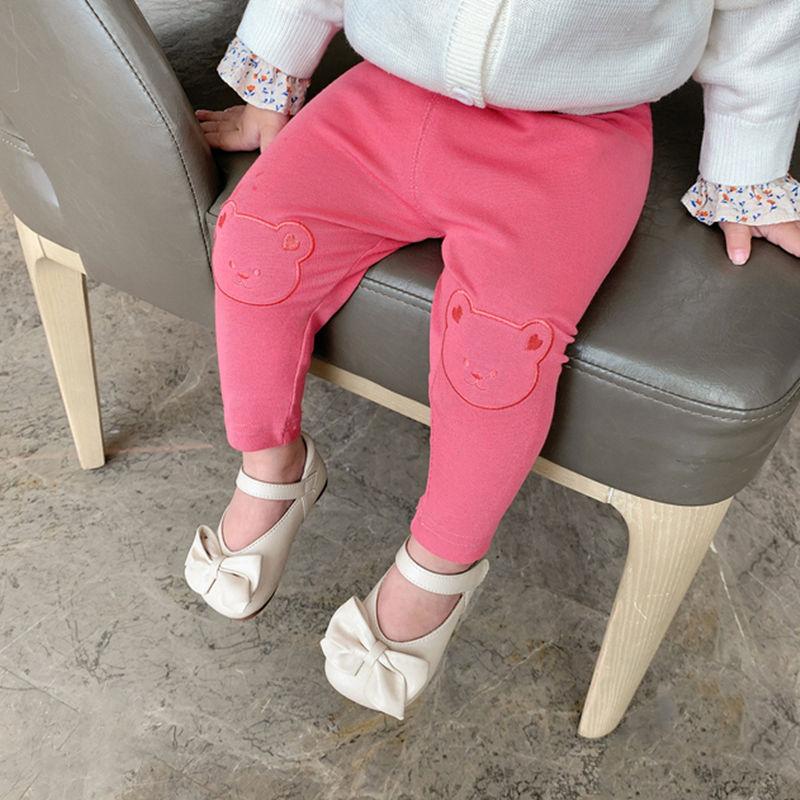 Girls Spring and Autumn Pants Leggings Outer Wear Slim-fit Stretch Pants Casual Pants Solid Color Leggings