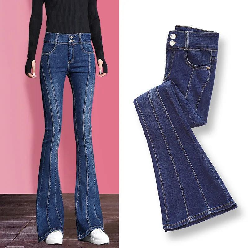 WTEMPO Summer Women Casual Ladies Flare Jeans Long Pants  Bell Bottoms Jeans Large Size S-XXXXL Denim Trousers