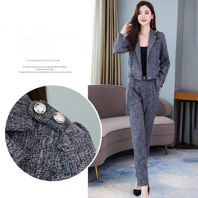 Thin Suit Spring and Autumn Women's Temperament Two-piece Casual Suit Short Jacket Straight-leg Pants Work Wear Slim Slimming Ladies Suit