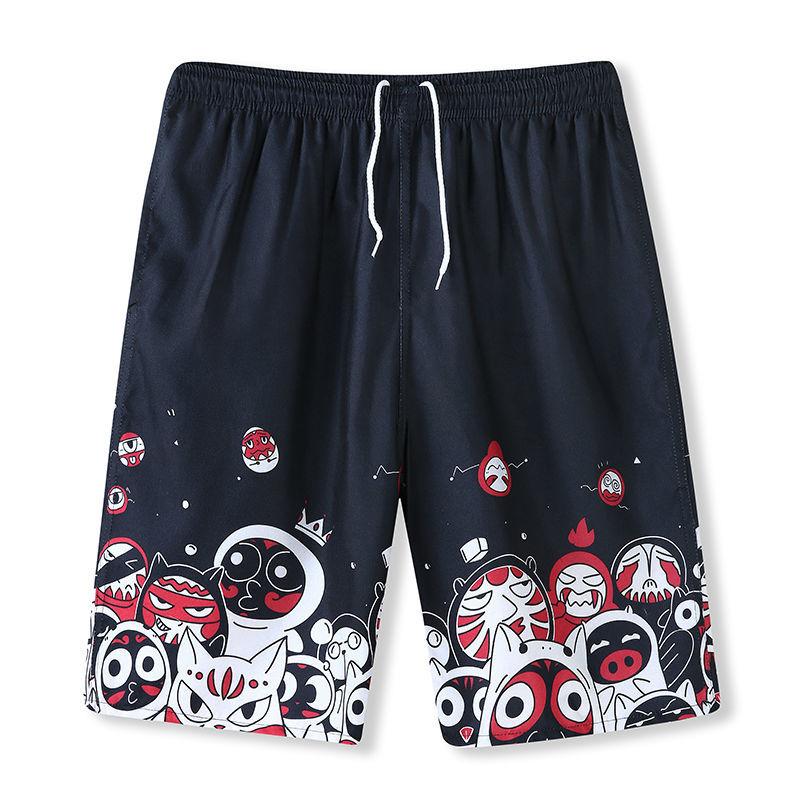 Summer Thin Printed Beach Pants Men's Loose Shorts, Large-size Flower Pants, Large-sized Slacks, Quick-drying