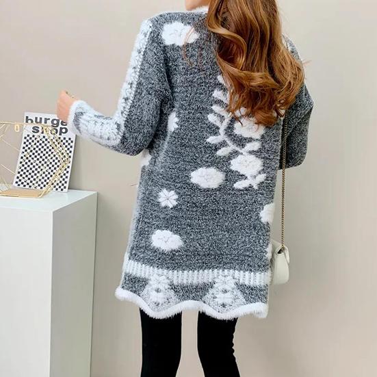 Women's Winter Sweater Female Autumn Large Size Loose Versatile Thickened Mid-length Knitted Cardigan