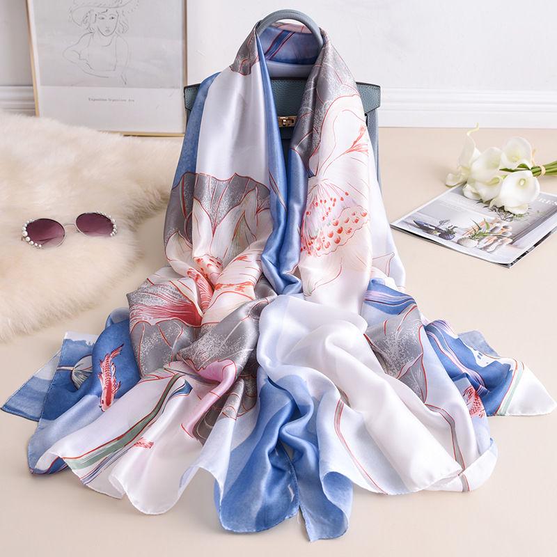 Women Vintage Printed Square Satin Scarf Scarves Neckerchief Shawl Wrap