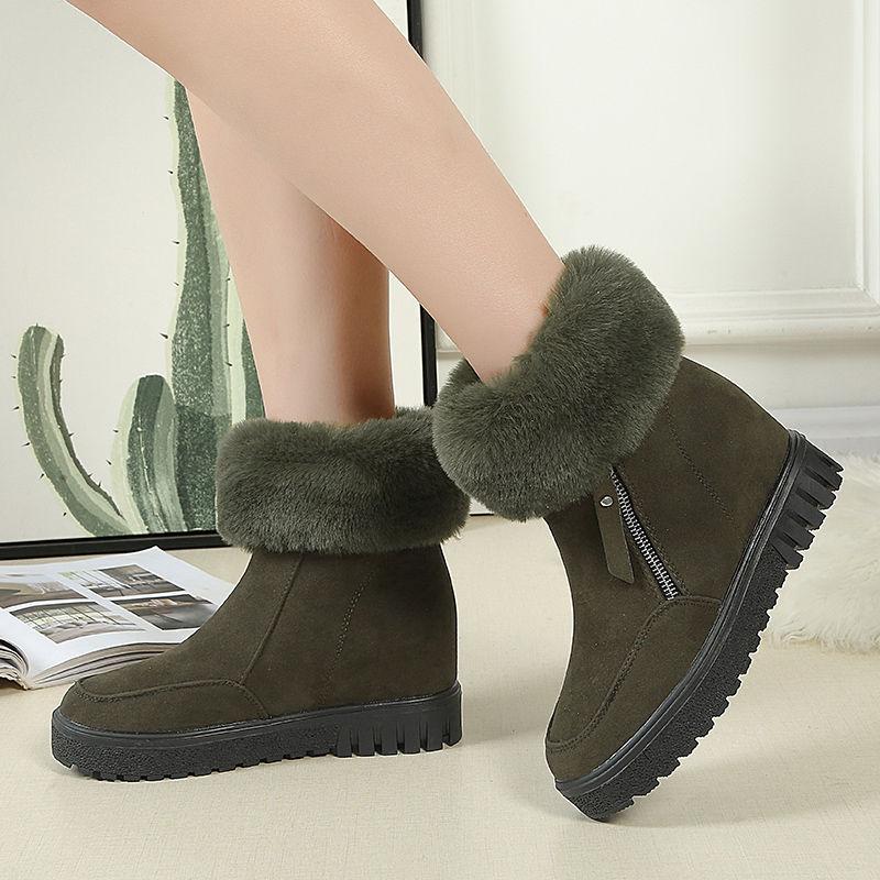 Autumn and Winter Plus Velvet Women's Boots Thick-soled Inner Heightening Snow Boots Short Boots Women's Cotton Shoes