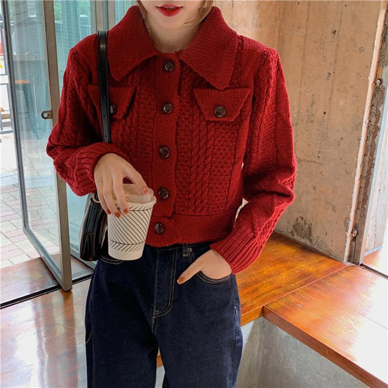 Autumn  Winter Twist Sweater Cardigan Female Loose Student Thick Wool Casual Short Knit Sweater Coat