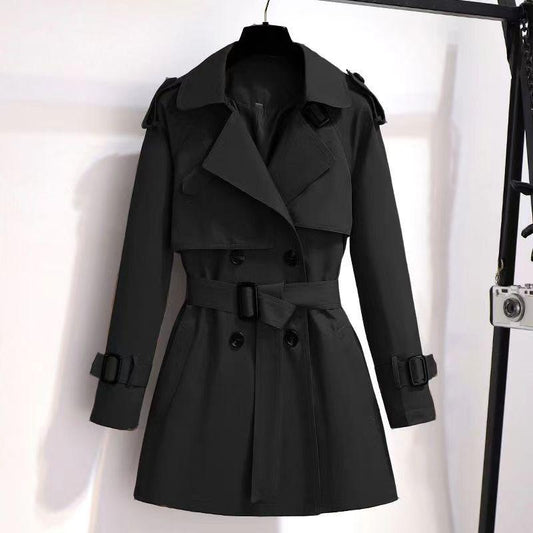 Women's Short Trench Coat Medium and Long Tooling British Style Thin Spring and Autumn Coat Women