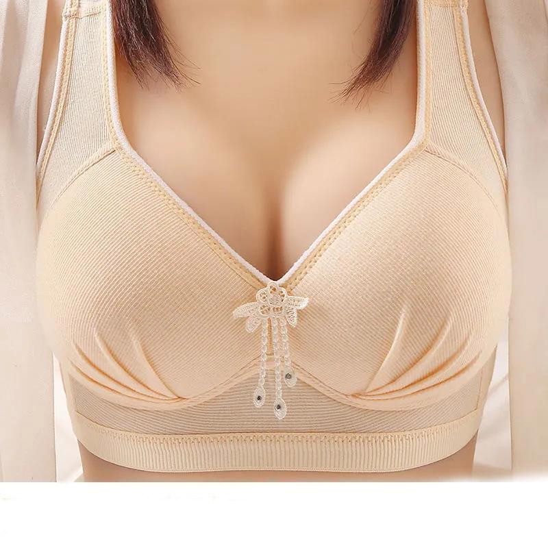 Thin Section Simple Large Size Anti-sagging Anti-sagging Breast Gathered Non-magnetic No Steel Ring Ladies Underwear Bra