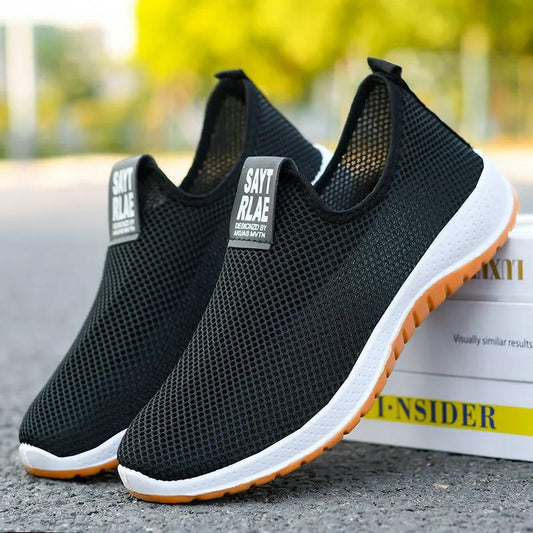 Men's Summer Hollow Out Mesh Shoes Anti-slip Solid Bottom Breathable Shoes Casual Solid Color Men's Light Soft Shoes