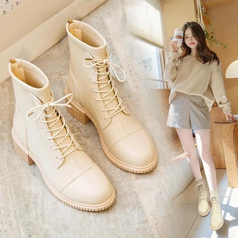 Thick Heel Women's Boots Short Boots Women's Autumn and Winter Plush Women's Boots Shoes Women's Martin Boots