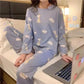 Women's Long Sleeve Pajamas Middle-aged Mom Sweet Loose Floral Printing Home Wear Two-piece Set Spring Autumn Printed Round Neck Pajamas Set