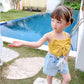 Summer Kids Cute Solid Vest Sleeveless Tops Korean Style Slash Neck Slim Camisole Inside Out for Children Girls