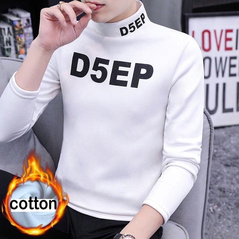 Long-sleeved T-shirt Men's Fashion Wild Sweater Men's Autumn and Winter Warm Slim Tops