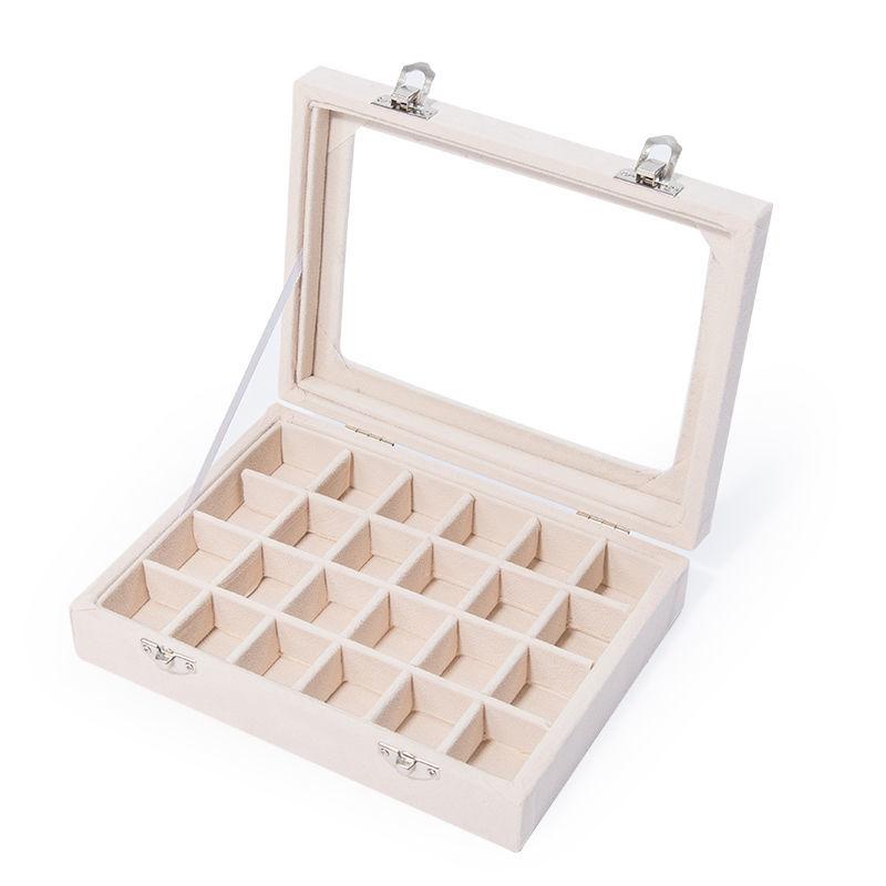 24 Grid Jewelry Storage Box Dust-proof Transparent Large-capacity Hand Jewelry Ear Stud Necklace Portable Exquisite Jewelry Box