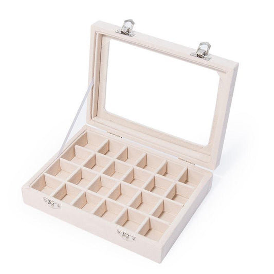 24 Grid Jewelry Storage Box Dust-proof Transparent Large-capacity Hand Jewelry Ear Stud Necklace Portable Exquisite Jewelry Box