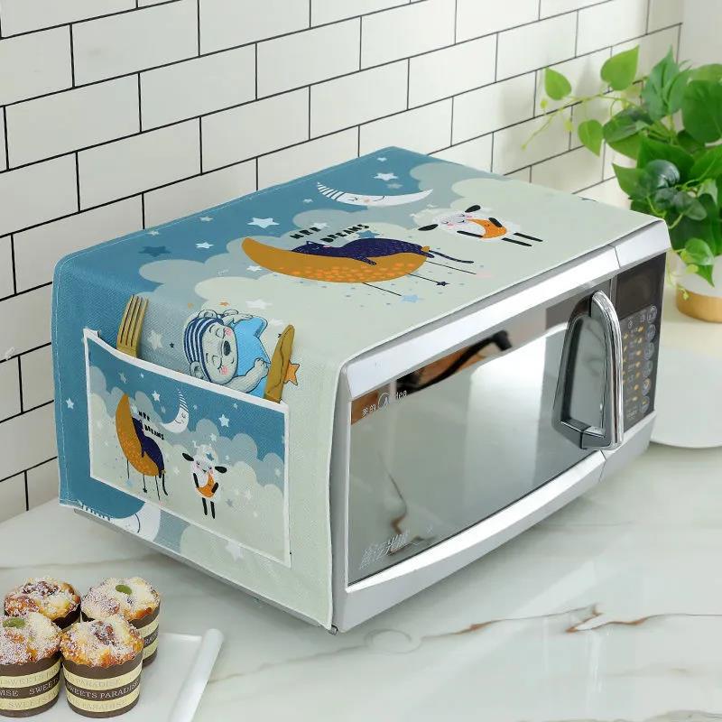 Microwave Hood Oil-proof Dust-proof Cloth Oven Universal Cover Towel Household Cotton Linen Cloth Art Cover Cloth