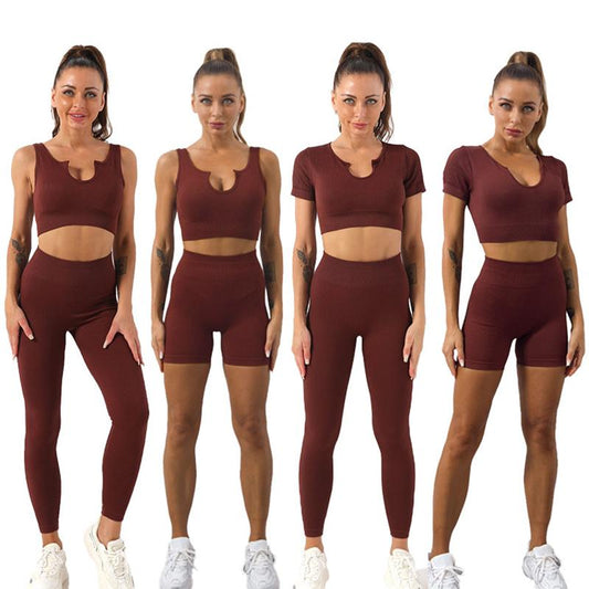 2PCS Bra Shorts Set Fitness Sports Set Women's Two Piece Yoga Clothing Set Gym Running Suit Camisole Tight Shorts Two Piece Set Tracksuit Active Wear