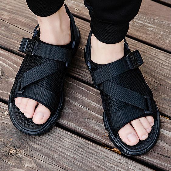 Men's Summer Casual Sandals Non-slip Breathable Black Slippers