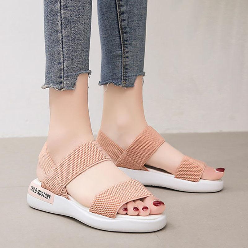 Women's Sports Sandals Summer Students Flat-bottomed Non-slip Outer Wear Fairy Style All-match Roman Shoes