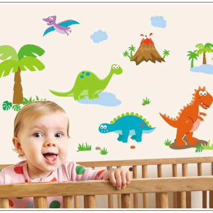 Dinosaur self-adhesive fashion cartoon sticky notes green tree cartoon children wall sticker