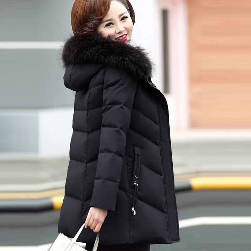 Women's Mid-length Down Jacket Winter Korean Loose Cotton Clothes Casual Hooded Padded Jacket Quilted Jacket