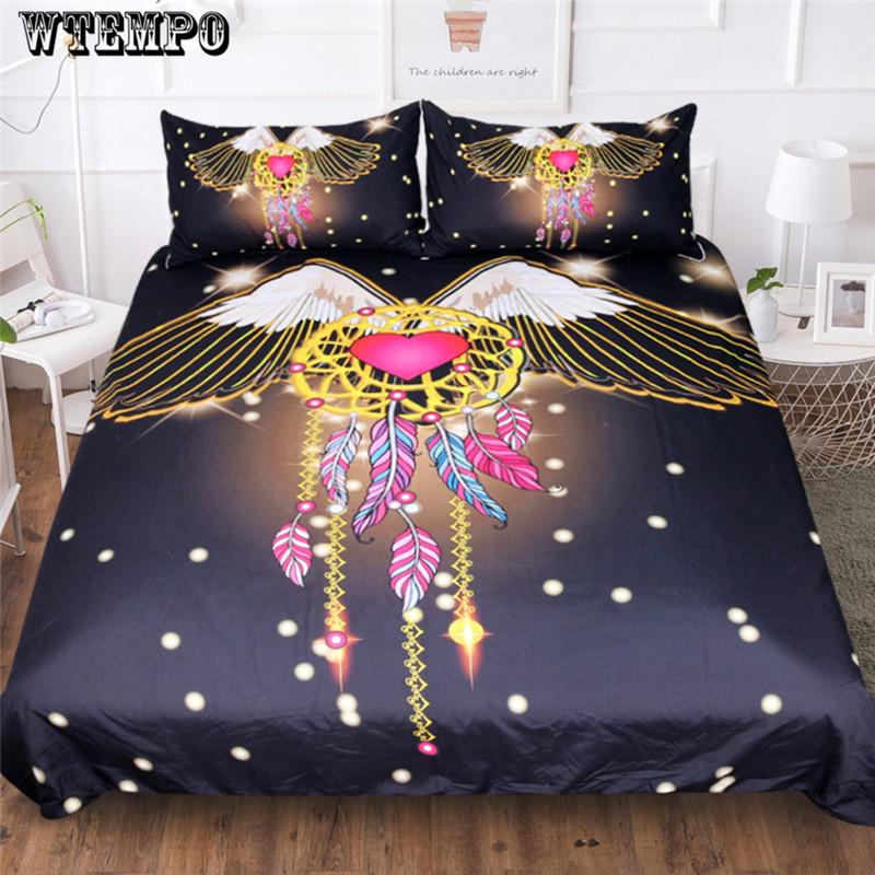 Duvet Cover Fairytale with Sparkling Stars 3D Digital Printing Bedding Sets Black Background