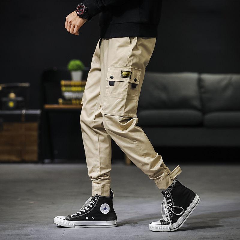 Autumn Overalls Men's Sports Loose Harem Trousers Tie-leg Pants Youth Wear-resistant Casual Pants Plus Size Pants