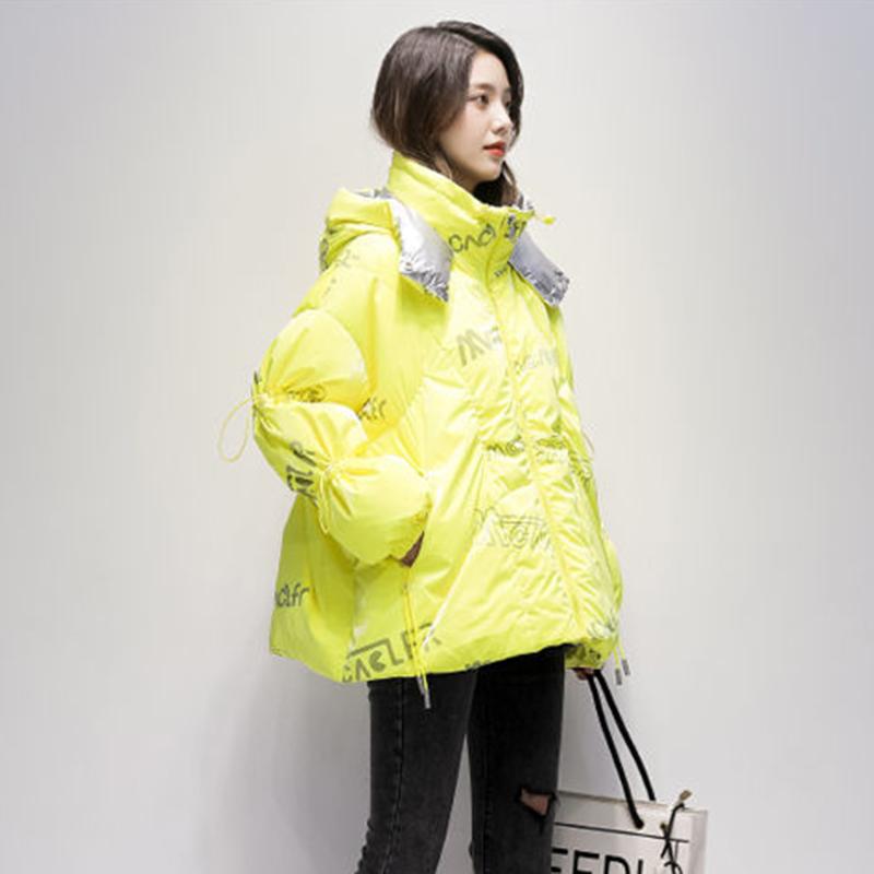 Bright Face Down Cotton Padded Clothes Short Loose Thickened Warm Coat Women's Korean Hooded Down Jacket Quilted Jacket