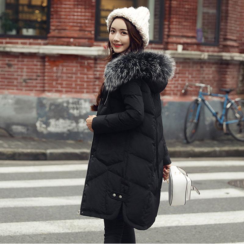 Cotton-padded Coat Women's Mid-length Korean Version of The Large Fur Collar Down Padded Jacket Slim Coat Winter Ins