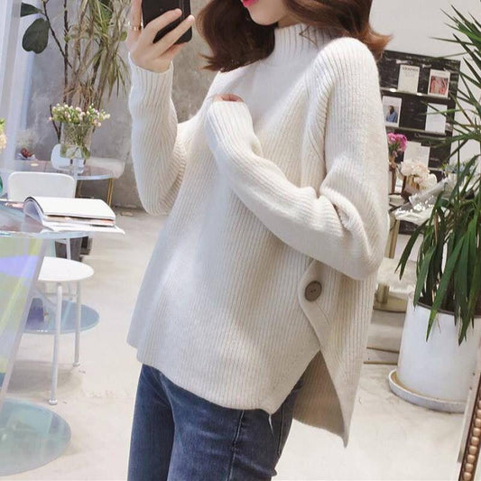 Autumn and Winter Lazy Wind Loose Bottoming Shirt Wearing Turtleneck Sweater Women's Pullover Thick Sweater