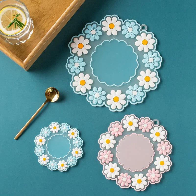 Silicone Dining Table Placemat Coaster Kitchen Accessories Cup Mat Bar Mug Flowers Drink Pads