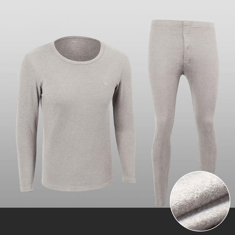 Men Winter Thermal Underwear O-neck Autumn Clothes Tight Suit Thicken Windproof Comfortable Soft Lining Long Sleeve Wearable Versatile Spring Pajamas