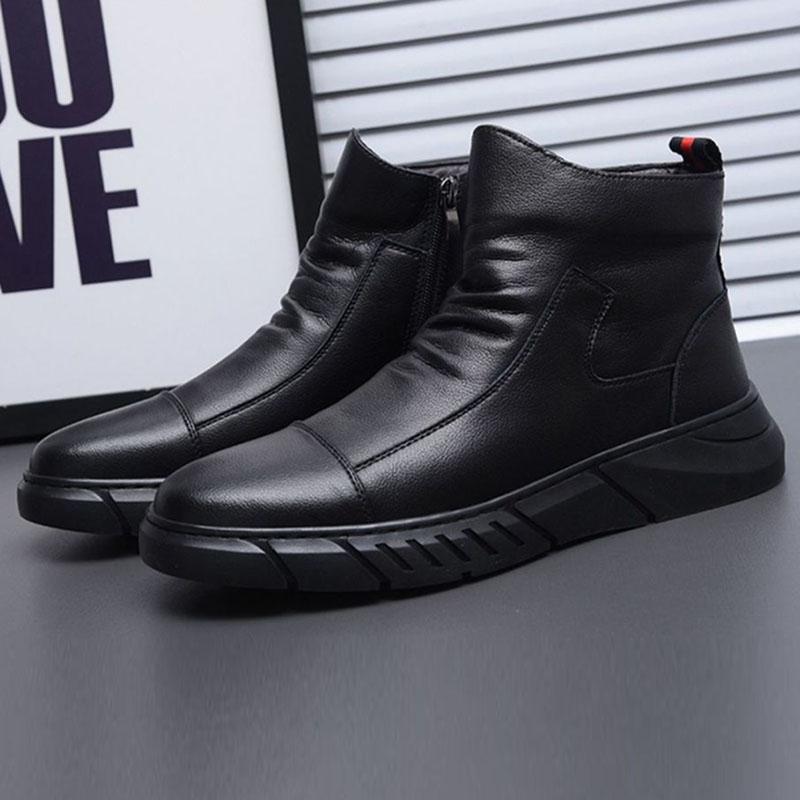 Martin Boots Spring and Autumn Leather Breathable High-top Casual Leather Shoes Men's Business British Style Leather Boots