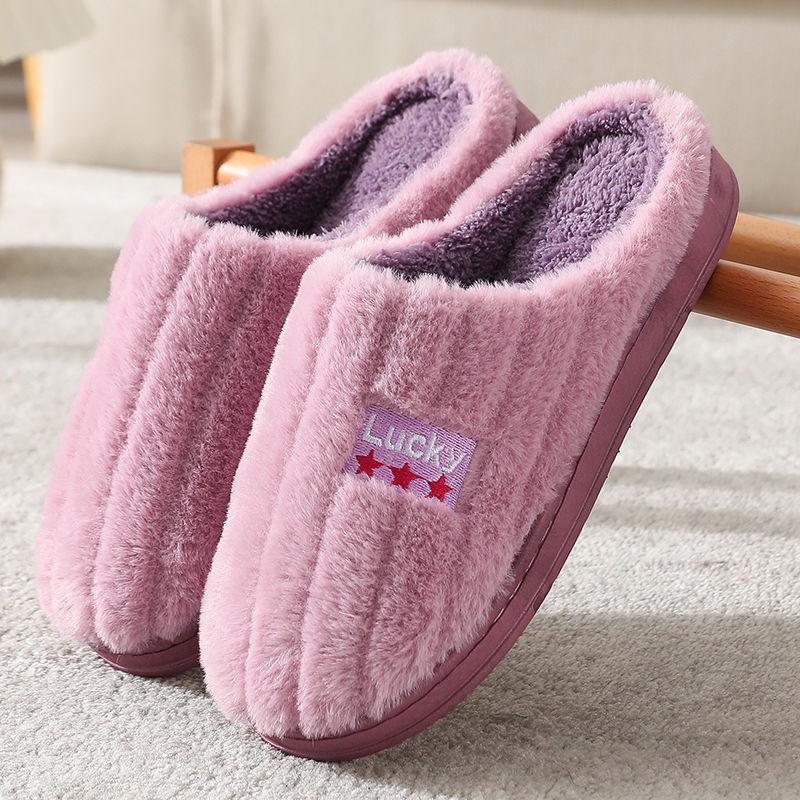 Cotton Slippers Couple Women Winter Home Indoor Warmth Non-slip Thick-soled Shoes Men's Slippers