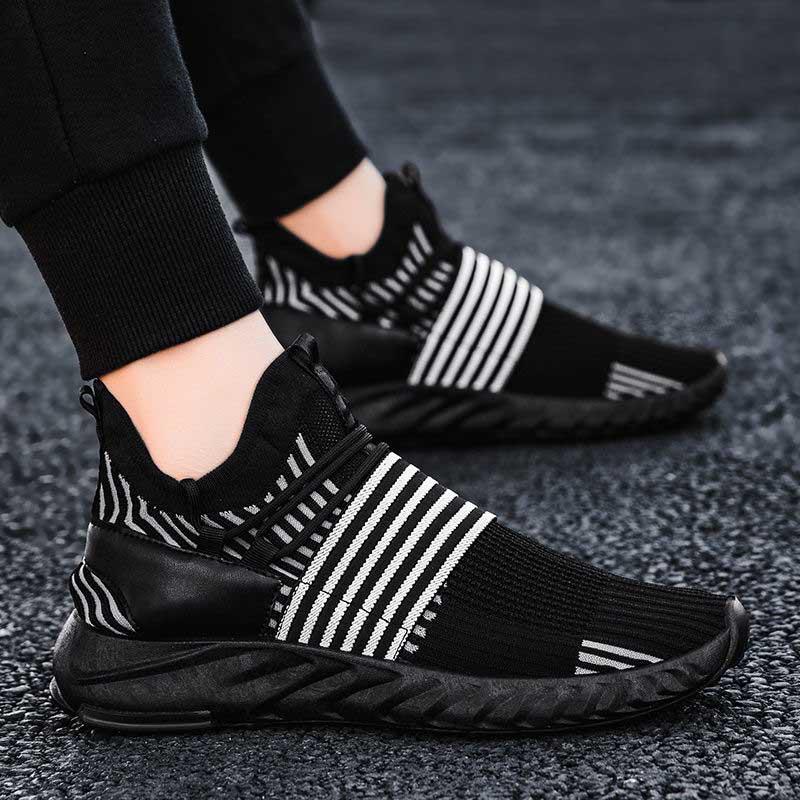 Plus Size 39-44 Men Flying Woven Mesh Running Shoes Lightweight Sneakers Breathable Outdoor Sports Shoes Comfortable Deodorant Running Gym Shoes