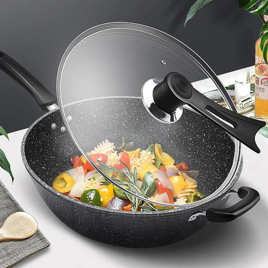 Mai Rice Stone Wok Non-stick Pot Home Pan Iron Pot Without Cigarette Cooking Pot Kitchen