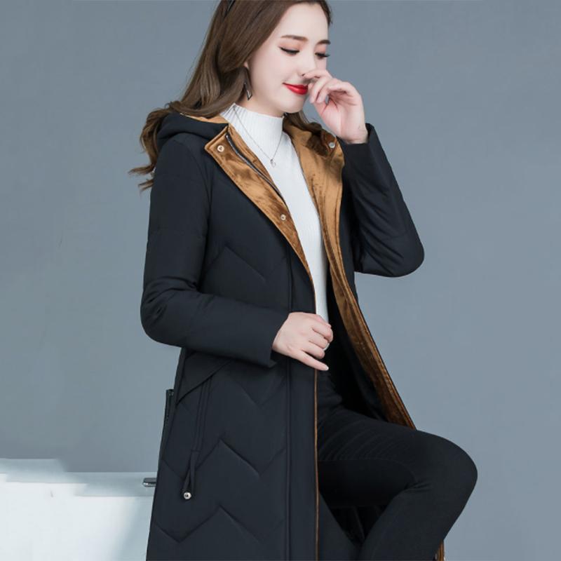 Women's Winter Korean Style Loose Quilted Jacket Women's Warm Stand-collar Down Jacket Solid Color Mid-length Down Jacket Quilted Jacket