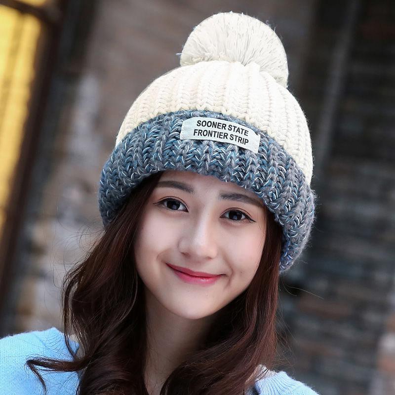 Autumn and Winter Knitted Woolen Hats Plus Velvet Thickening Warm Ear Protection Windproof Ski Caps Leisure Men and Women Hoods