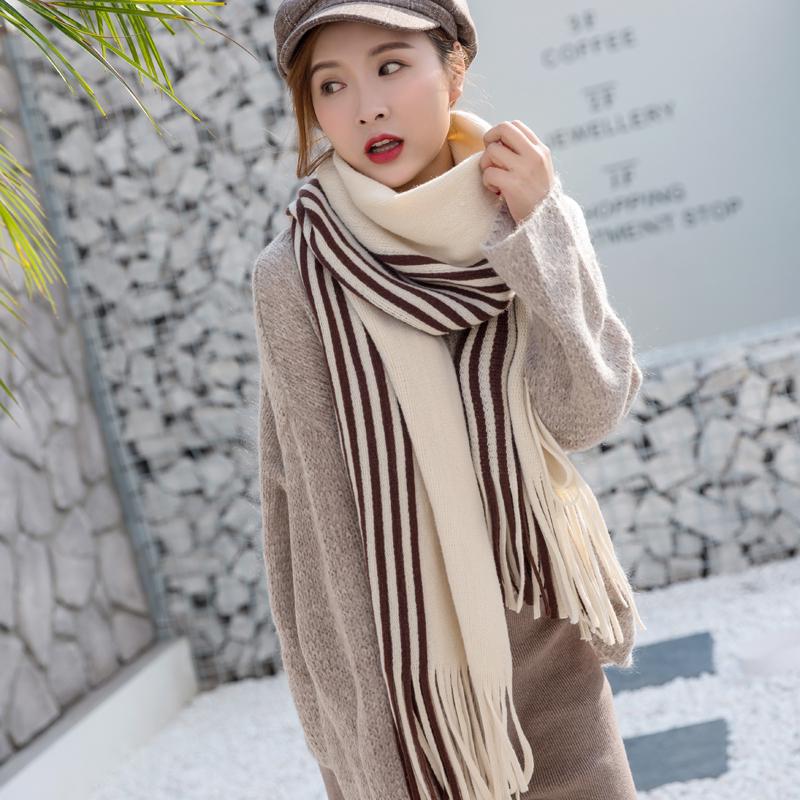 Scarves Scarf  Women's Knnitted Scarf Men's Winter Cashmere Couple Thick Wool Scarf Lovers Gift