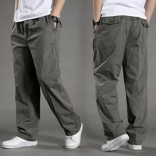 Autumn Plus Size Men's Wide-leg Pants Multi-pocket Overalls Straight Casual Pants Outdoor Loose Version Sports Pants