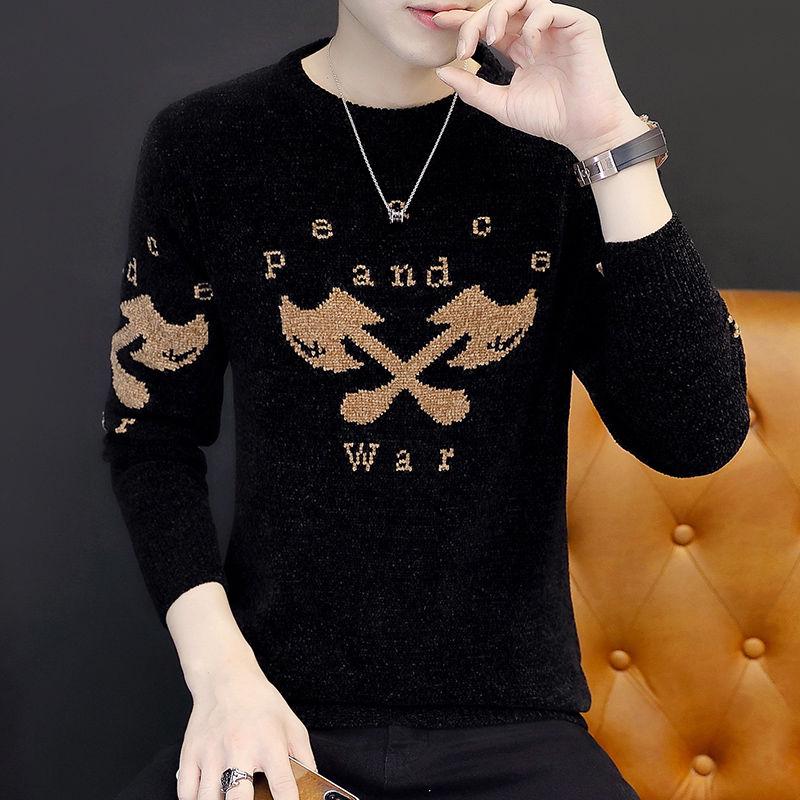 2019 Autumn Mens Sweater O-Neck Cool Axe Print Knitting Mens Sweaters and Pullovers Men Pullover Men