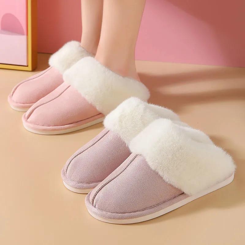 Plush Warm Home Flat Slippers Lightweight Soft Comfortable Winter Slippers Women's Cotton Shoes Indoor Plush Slippers