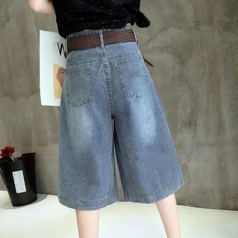 High Waist Denim Shorts No Belt Women Loose Spring and Summer Loose Casual Shorts Pants