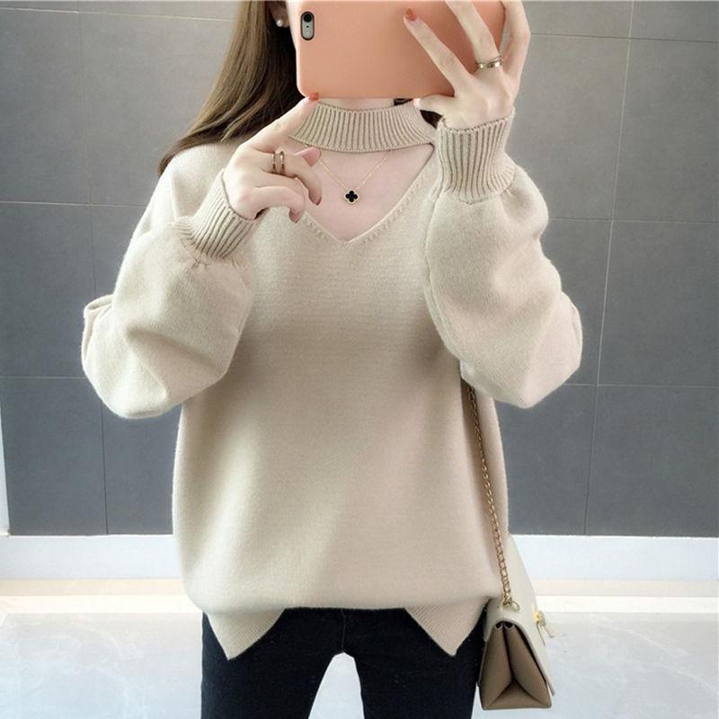 Thick O- Neck Women Sweater Streetwear Knitted Pullovers Top Autumn Winter Christmas Sweater Pull