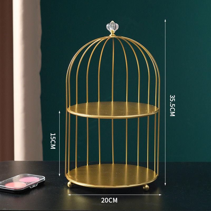 Iron Bird Cage Lipstick Perfume Skin Care Products Finishing Rack Display Stand Dressing Table Desktop Cosmetic Storage Box