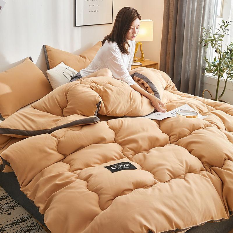 Winter Quilt Solid Color Thickened Washed Quilt Core Three-dimensional Warm Winter Quilt Quilt Double Bedding Bed Linings