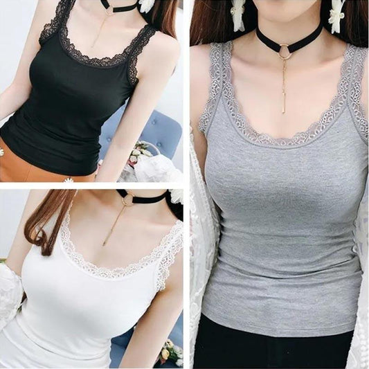 Lace Edge Stitching Modal Camisole Women's Spring and Summer Thin Section with Sleeveless White Bottoming Shirt