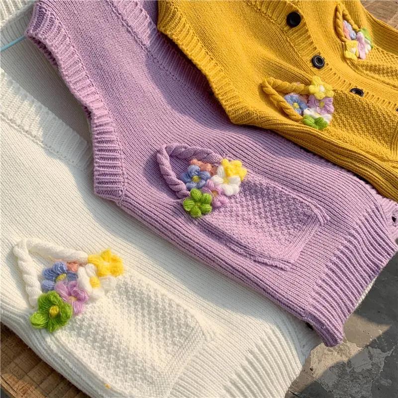 One-piece All-match Cardigan Knitted Vest Sweater Loose Casual Sweet Style Sleeveless Sweater Jacket Women's Thin Sweater Top