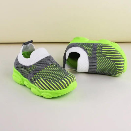 Three Colors Boys' One-step Sneakers Flying Woven Breathable Soft-soled Non-slip Casual Shoes Girls Lightweight Sneakers