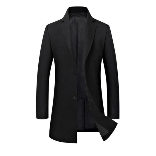 Autumn and winter Men's Woolen coat Medium and long section Large size Windbreaker Men's clothes