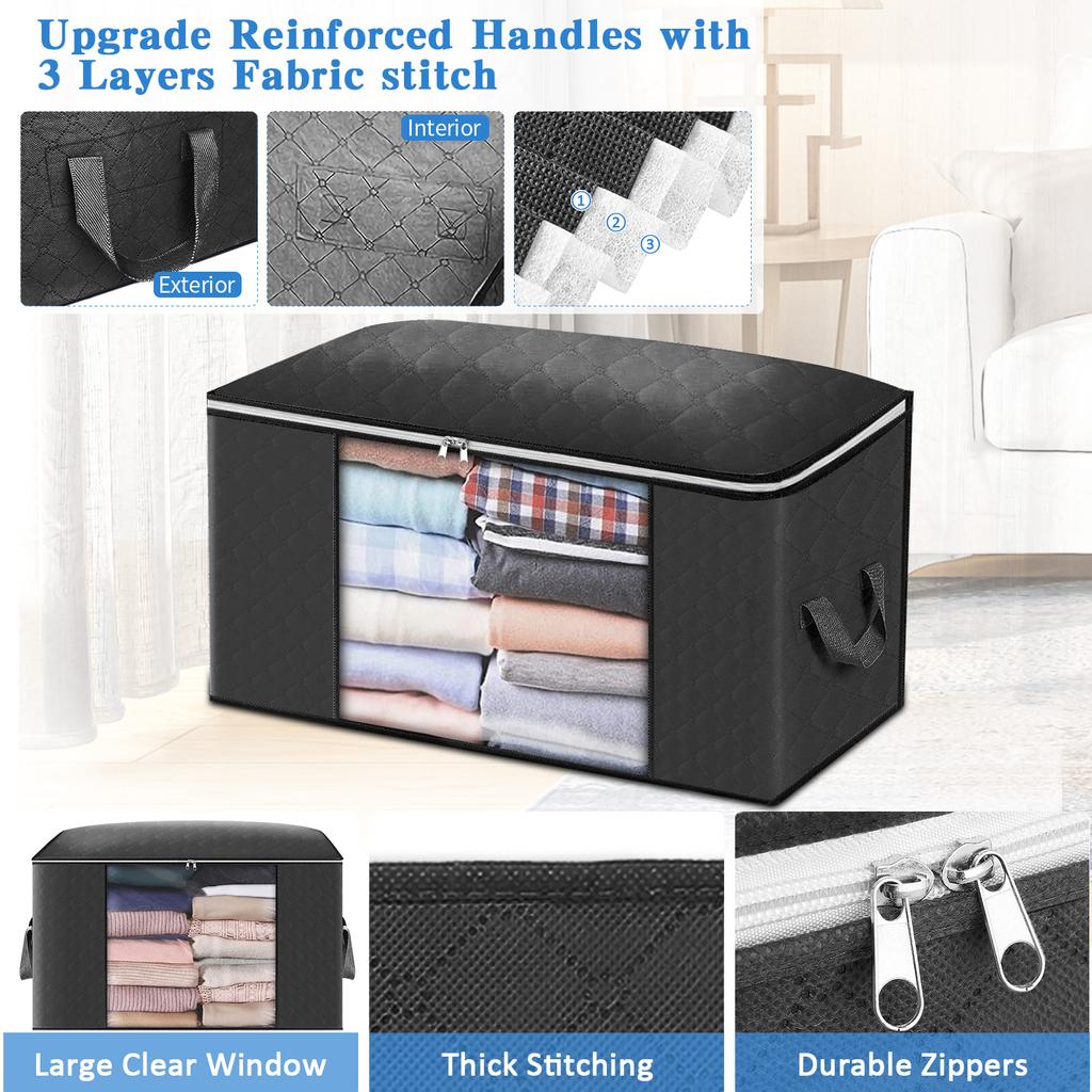 4Pcs/Set Clothes Quilt Storage Bag Blanket Closet Sweater Organizer Box Sorting Pouches Clothes Cabinet Container Travel Home