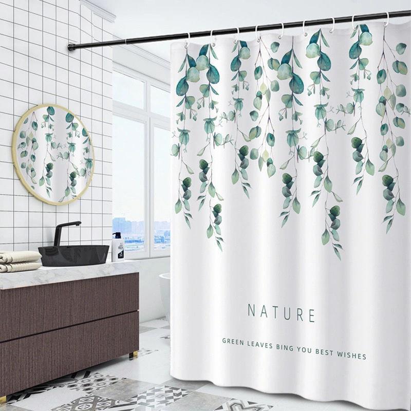 Bathroom Shower Curtain Free Perforated Waterproof and Mildew-proof Partition Curtain Bathroom Thickened Water Retaining Curtain